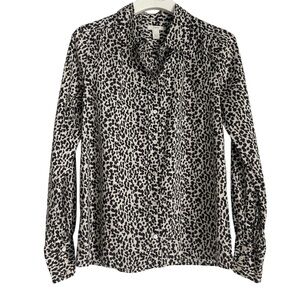 J CREW Animal Print Long Sleeve Blouse - Size 4